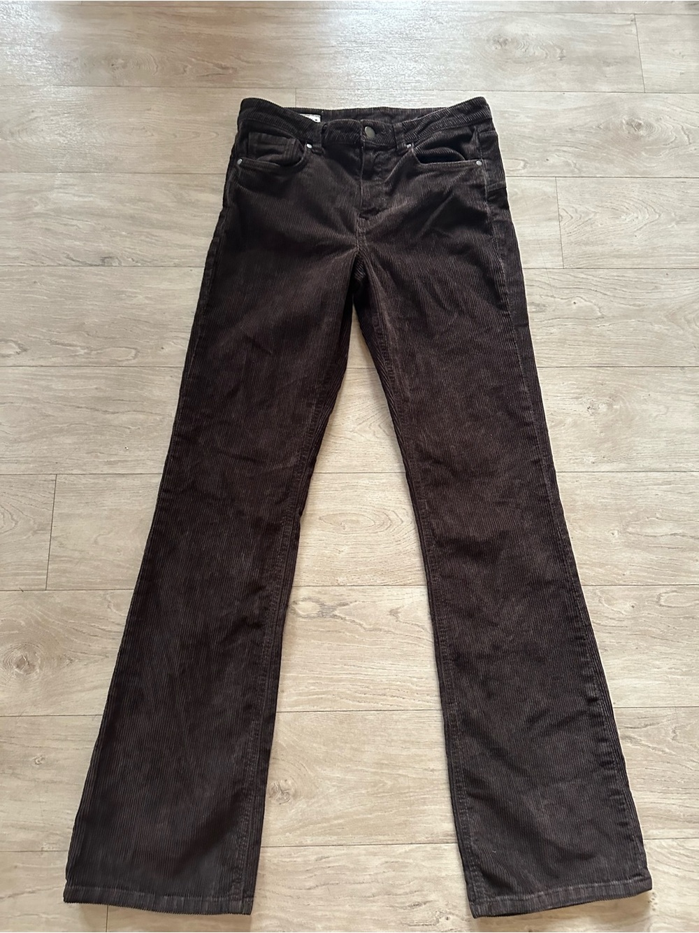 Zara Dark Brown Corduroy Wide-Leg Jeans